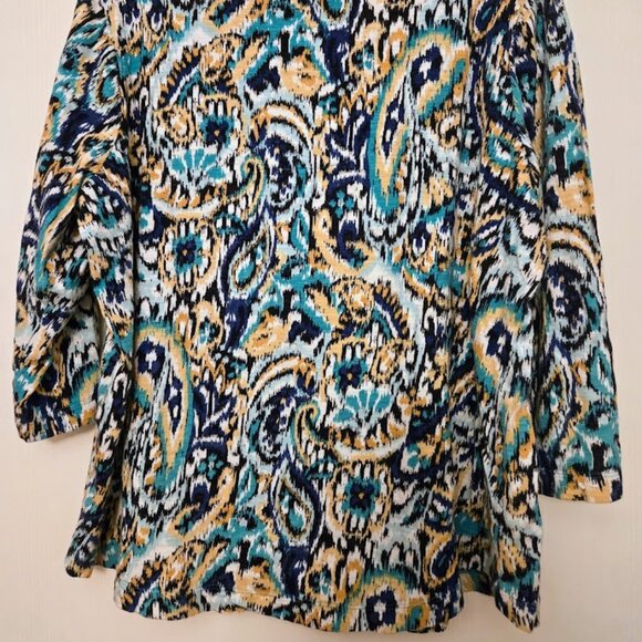 Chico's blue paisley abstract 3/4 sleeve top‎ Size 3/XL NWOT - Picture 5 of 5